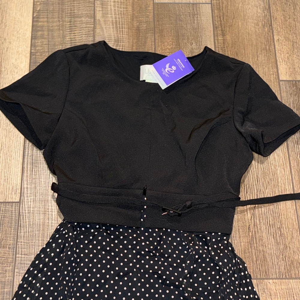 Seraphine Luxe Jill Ponte Nursing Dress Black Polka Dot Maternity Size 6 US NEW - Picture 7 of 7